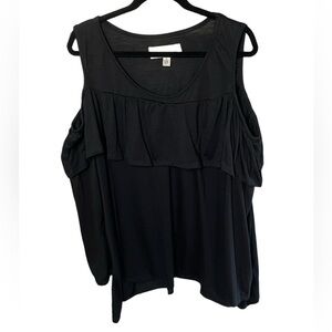 French Laundry Women’s Plus Size Long Sleeve Cold Shoulder Blouse